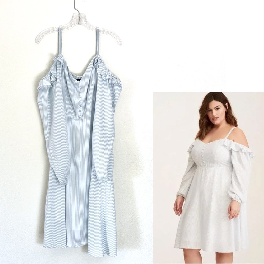 Torrid Light Blue Striped Midi Dress